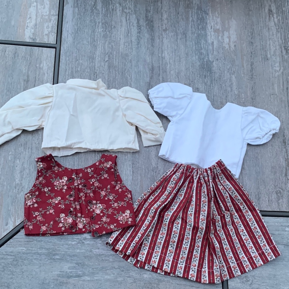 American Girl Doll Outfit Set - Red, White, Cream